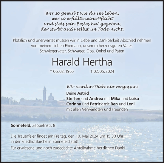 Anzeige von Harald Hertha von MGO